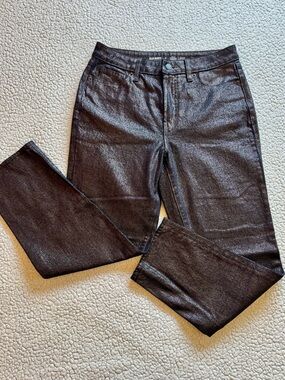 Old Navy High Rise OG Straight Metallic Coated Jeans Women’s Size 6 Y2K